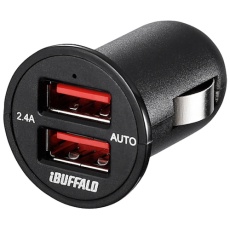 【BSMPS2401P2BK】BUFFALO 2.4A シガーソケット用USB急速充電器 AutoPowerSelect機能搭載 2ポートタイプ ブラック