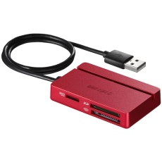 【BSCR100U2RD】BUFFALO USB2.0 マルチカードリーダー/ライター スタンダードモデル レッド