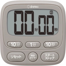【T-612BE】dretec 時計付大画面タイマー ベージュ