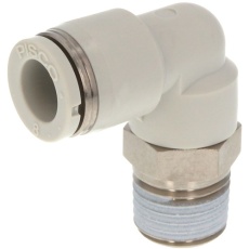 【PL6-02W】PISCO チューブフィッティング エルボ チューブ外径:6mm ネジサイズ:R1/4 ライトグレー仕様