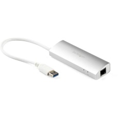 【ST3300G3UA】StarTech USBハブ/USB 3.0/USB-A - 3x USB-A/LAN/バスパワー/シルバー