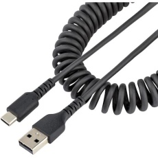 【R2ACC-1M-USB-CABLE】StarTech USBケーブル/A-C/1m/USB 2.0/コイル状/高耐久アラミド/BK