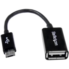 【UUSBOTG】StarTech USBケーブル/A - Micro-B/12cm/OTG変換/メス・オス/ブラック