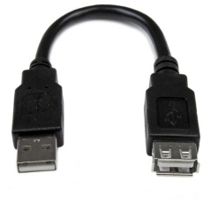 【USBEXTAA6IN】StarTech USBケーブル/A-A/15cm/USB 2.0/480Mbps/延長用/オス・メス/BK