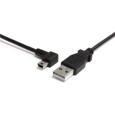 【USB2HABM3LA】USB 2.0ケーブル/91cm/Type‐A - L型左向Mini-B/480Mbps/オス-オス/ブラック/ミニB