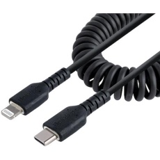 【RUSB2CLT50CMBC】Lightningケーブル/USB-C/50cm/高耐久/コイル型/ブラック/iPhone ライトニング カールコード