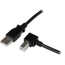 【USBAB2MR】USB 2.0ケーブル/2m/Type-A - L型右向Type-B/480Mbps/オス-オス/ブラック/タイプB