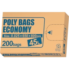 【PBE-N45-200】オルディ ポリバッグエコノミーBOXゴミ袋 45L 0.025mm 透明 200P