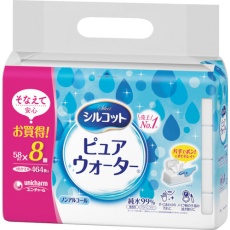 【459049】ユニ・チャーム シルコットピュアウォーターウェットティシュ 詰替58枚X8個入