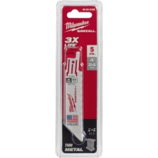 【48-00-5185】milwaukee THIN KERF金工用レシプロソーブレード 24TPI 101mm(5本パック)