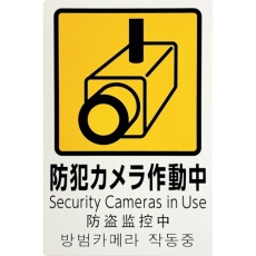 【PBH302-1】光 多国語防犯サイン 防犯カメラ作動中