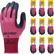 【NO341-SR10P】SHOWA 天然ゴム背抜き手袋 まとめ買い NO341 ライトグリップ 10双入 Sサイズ レッド