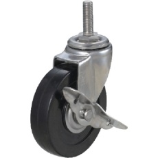 【ET-125RHS-M12-35】ユーエイ ねじ込み式 自在 キャスター ゴム 車輪径125mm ストッパー付き Eタイプ ET-S型 ネジ寸法M12×35ピッチ1.75