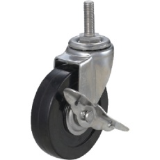 【ET-100RHS-UNF1/2-25】ユーエイ ねじ込み式 自在 キャスター ゴム 車輪径100mm ストッパー付き Eタイプ ET-S型 ネジ寸法UNF1/2×25山数20
