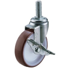 【ET-100UHFDS-M12-35】ユーエイ ねじ込み式 自在 キャスター ウレタン 車輪径100mm ストッパー付き Eタイプ ET-DS型 ネジ寸法M12×35ピッチ1.75