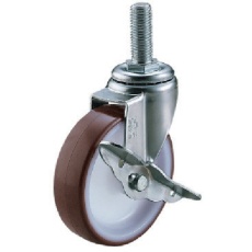 【ST-100UHFDS-M12-35】ユーエイ ねじ込み式 自在 キャスター ウレタン 車輪径100mm ストッパー付き Sタイプ ST-DS型 ネジ寸法M12×35ピッチ1.75