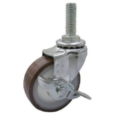 【SUS-ET-50URS-M12-35】ユーエイ ねじ込み式 自在 ステンレスキャスター ウレタン 車輪径50mm ストッパー付き Eタイプ SUS-ET-S型 ネジ寸法M12×35ピッチ1.75