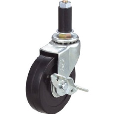 【LTF-50RS-24P】ユーエイ 差し込み式 自在 キャスター ゴム 車輪径50mm ストッパー付き Lタイプ LTF-S型 パイプ径24