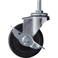 【415A-20R65】ハンマー ねじ込み旋回式ゴム車輪 65mm W3/8 ストッパー付