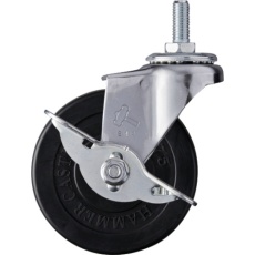 【415A-20R75】ハンマー ねじ込み旋回式ゴム車輪 75mm W3/8 ストッパー付
