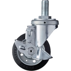 【413SA-RB100】ハンマー ねじ込み式 旋回式ゴム車輪(ローラーベアリング)100mm ストッパー付