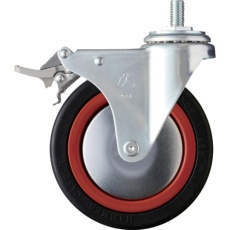 【4150MA-RB125】ハンマー ねじ込み旋回式ゴム車輪(ナイロンホイール・ボールベアリング)M12 125mm トータルロック