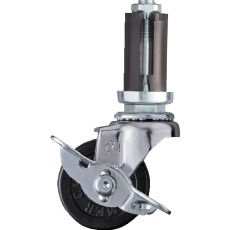 【4153EU-R50】ハンマー パイプ差込み旋回式ゴム車輪 50mm φ22～24用 ストッパー付