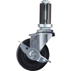 【4153EU-R65】ハンマー パイプ差込み旋回式ゴム車輪 65mm φ22～24用 ストッパー付