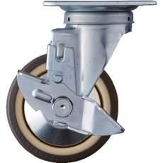 【419S-UB125】ハンマー 旋回式ウレタン車輪(ナイロンホイール・ボールベアリング)125mm ストッパー付