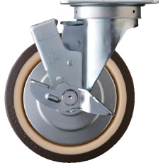 【419S-UB200】ハンマー 旋回式ウレタン車輪(ナイロンホイール・ボールベアリング)200mm ストッパー付