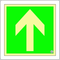【70013】緑十字 中輝度蓄光避難誘導標識 ↑矢印 床13 300×300mm 床用 消防認定品