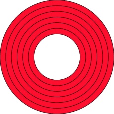 【208503】緑十字 マーキング用ステッカー(ゲージマーカーステッカー) 赤 マーキング-100R 内径40-90mmΦ 10枚組 PET