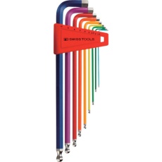 【212LH-10RB】PBスイスツールズ ボール付ロング六角棒レンチレインボー9本セット(パックナシ)