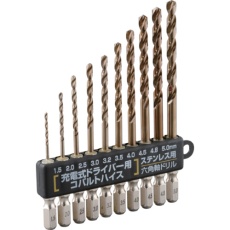 【21902】RELIEF 10本組 ステン用 コバルトハイスドリル 六角軸 1.5～5.0