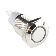 【COM-13388】金属製プッシュボタン-ラッチング(16mm/ホワイト)