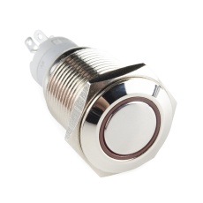 【COM-13400】金属製プッシュボタン-ラッチング(16mm/赤)