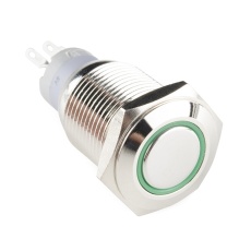 【COM-13411】金属製プッシュボタン-モーメンタリー(16mm/緑)