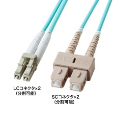 【HKB-HOM3LCSC-10】補強メガネ型光ファイバケーブル(マルチOM3/LC×2-SC×2/10m)