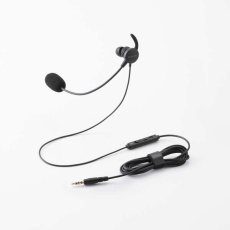 【HS-EP21MTBK】片耳カナル型有線ヘッドセット マイクアーム付き φ3.5mm4極