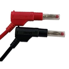 【S402A-0.25RK2】スタック可能保護カバー付き両端バナナプラグ(リード長25cm 2本ずつ)