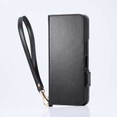 【PM-S251PLFY4BK】AQUOS wish5 ソフトレザーケース 磁石付 耐衝撃 ハンドストラップ付