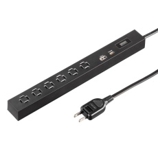 【TAP-SLIM6UC-15BK】スリムタップ(AC6個口・A1＋C1・PD33W) 1.5m・ブラック