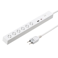 【TAP-SLIM6UC-15W】スリムタップ(AC6個口・A1＋C1・PD33W) 1.5m・ホワイト