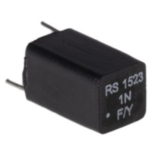 【116-262】ポリスチレン フィルムコンデンサ、63V dc、1nF、±1%