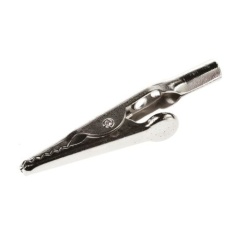 【205-408】わに口クリップ、10A、7.9mm、ニッケルめっき - スチール、グレー(10個入り)