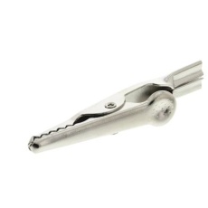 【205-409】わに口クリップ、10A、7.9mm、ニッケルめっき - スチール、グレー(10個入り)