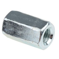 【276-544】カップリングナット M10 x 30mm スチール 光沢亜鉛めっき仕上げ(10個入り)