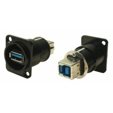 【280-090】Type-A-B USB3.0 フィードスルー USB コネクタ メス パネルマウント
