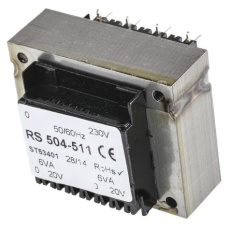 【504-511】基板実装用トランス 一次側:230V ac 二次側:20V ac 定格電力:12VA 出力数:2