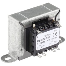 【504-789】シャーシ取り付け電源トランス 1次:230V ac 2次:20V ac 80% 電力:6VA 630Ω